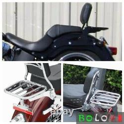 Chrome Sissy Bar Backrest Luggage Rack Fit For Harley Heritage Softail 2000-UP