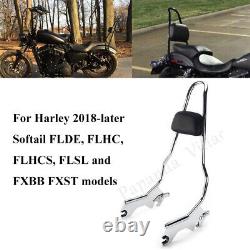Chrome Sissy Bar Backrest withPad For Harley Softail Deluxe FLDE 114 FLHCS 18-21