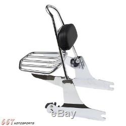 Chrome Sissy Bar Backrest with Luggage Rack For Harley Dyna Wide Glide 2006-Up