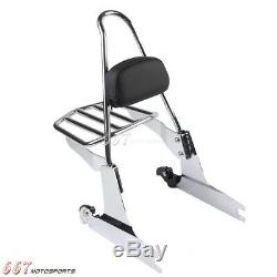 Chrome Sissy Bar Backrest with Luggage Rack For Harley Dyna Wide Glide 2006-Up