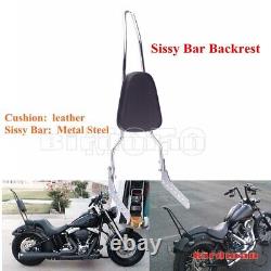 Chrome Sissy Bar Passenger Backrest For Harley Softail Heritage FXBB FLDE FLHC