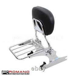 Detachable Adjustable Passenger Backrest Pad Sissy Bar For Harley Softail 06-up