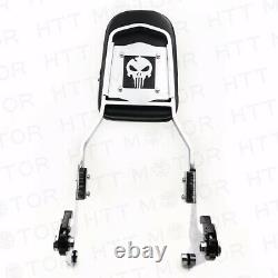 Detachable Backrest Sissy Bar Chrome Skull For 84-99 Harley Softail FXSTC FLSTC
