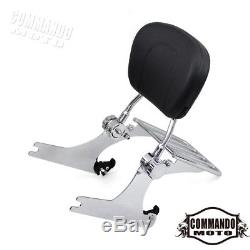 Detachable Backrest Sissy Bar Luggage Rack For Harley Dyna Super Glide FXD 02-05