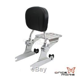Detachable Backrest Sissy Bar & Luggage Rack For Harley Softail FLST FXST 00-06