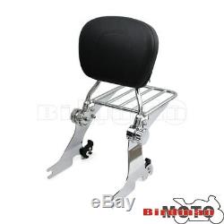 Detachable Backrest Sissy Bar Luggage Rack For Harley Sportster XL1200 883 04-Up