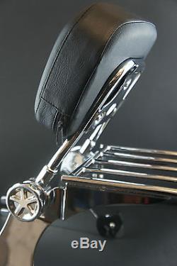 Detachable Backrest Sissy Bar Luggage Rack Harley Davidson Dyna 02-05 WISDOM