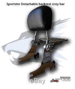 Detachable Backrest Sissy Bar Luggage Rack Harley Davidson Sportster 94-03