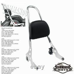 Detachable Backrest Sissy Bar & Pad For Harley Davidson Sportster XL 2004-Up
