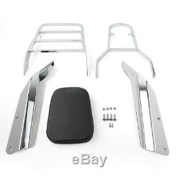 Detachable Backrest Sissy Bar Pad Rear Luggage Rack For Honda VTX 1300C Chrome