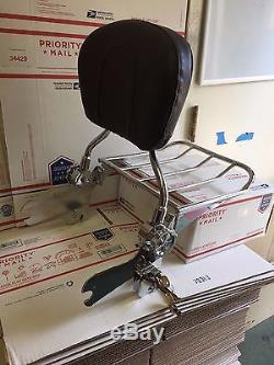Detachable Backrest Sissy Bar and Luggage Rack with Lock for Harley Touring 97-08
