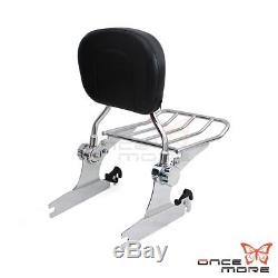Detachable Backrest Sissy Bar with Luggage Rack For Harley Softail Deluxe FLSTN