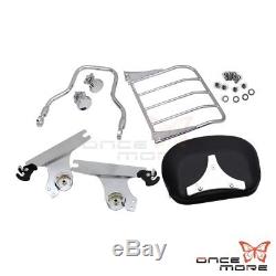Detachable Backrest Sissy Bar with Luggage Rack For Harley Softail Deluxe FLSTN