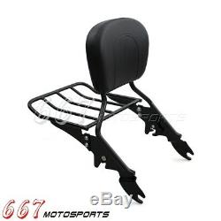 Detachable Backrest Sissy Bar with Luggage Rack For Harley Touring 2009-2017