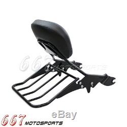 Detachable Backrest Sissy Bar with Luggage Rack For Harley Touring 2009-2017