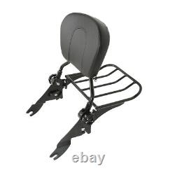 Detachable Backrest Sissy Bar with Luggage Rack For Harley Touring Road King 09-23