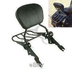 Detachable Black Backrest Sissy Bar +Rack For Harley Touring Road Glide FL 09-18