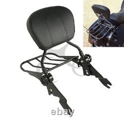Detachable Black Backrest Sissy Bar +Rack For Harley Touring Road Glide FL 09-20