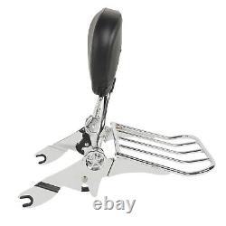 Detachable Black Sissy Bar withRack for Harley-Davidson FLHR Road King 12-12