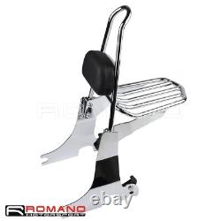 Detachable Chrome Backrest withPad Sissy Bar For Harley Sportster XL883 1200 94-03