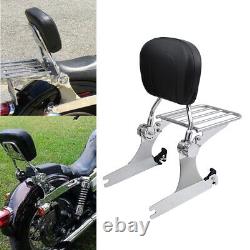 Detachable Chrome Sissy Bar Backrest withLuggage Rack Kit For Harley Dyna FXDL FXD