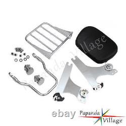 Detachable Chrome Sissy Bar Backrest withLuggage Rack Kit For Harley Dyna FXDL FXD