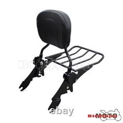 Detachable Leather Rear Backrest Sissy Bar WithLuggage Rack For Harley Road Glide