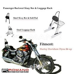 Detachable Passenger Backrest Sissy Bar Luggage Rack For Harley Dyna FXD 06-UP