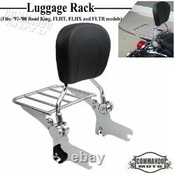 Detachable Passenger Backrest Sissy Bar Luggage Rack Kit For Road King FLHR 2008