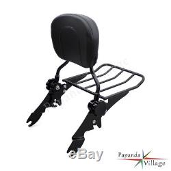 Detachable Sissy Bar BACKREST with Luggage Race For Harley Touring Model 2009-2017