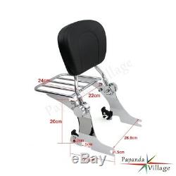 Detachable Sissy Bar Backrest Back Rest For Harley XL883N 883L XL1200C 1200X