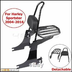 Detachable Sissy Bar Backrest Luggage Rack For Harley Sportster 2004-16 Iron 883