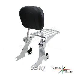 Detachable Sissy Bar Backrest with Luggage Rack For Harley Sportster XL883R 1200C