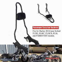 Detachable Sissy Bar Passenger Rear Backrest Pad For Harley Softail FLDE FLHC 18
