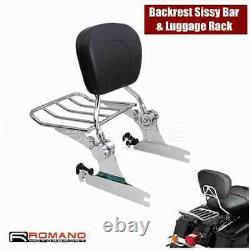 For 05-15 Detachable Sissy Bar Backrest Luggage Rack Harley Softail Deluxe FLSTN