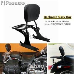 For 08-18 Harley Dyna Fat Bob Wide Glide Passenge Backrest Sissy Bar With Luggage