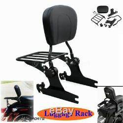For 2000-2019 2005 Harley Softail Detachable Backrest Sissy Bar with Luggage Rack