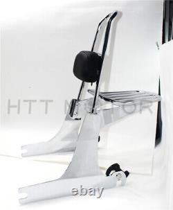 For Harley 02-19 Dyna Super Passenger Backrest SissyBar Detachable Luggage Rack