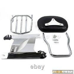 For Harley Dyna Fat Bob FXDF Detachable Backrest Sissy Bar Luggage Rack with Pad