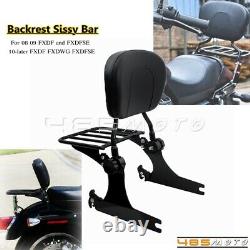 For Harley Dyna Wide Glide Fat Bob Detachable Backrest Sissy Bar Luggage Rack