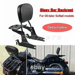 For Harley Heritage Softail FXST Rear Sissy Bar Backrest with Luggage Rack Black