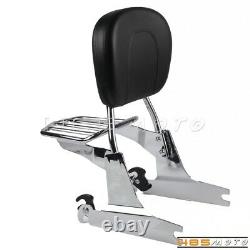 For Harley Softail FLSTC FXSB Detachable Sissy Bar Backrest Pad withLuggage Rack