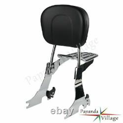 For Harley Sportster 94-13 Detachable Sissy Bar Backrest Pad Luggage Rack Chrome