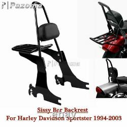 For Harley Sportster XL883 1200 94-03 Detachable Sissy Bar Backrest Luggage Rack