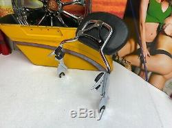 Genuine 09-20 Harley Touring Short Sissy Bar Passenger Backrest Pad Chrome
