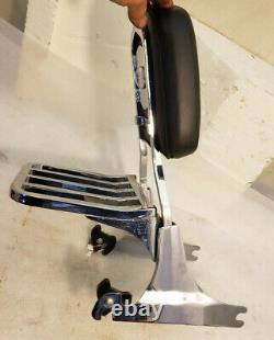 Genuine Harley Softail Detachable Chrome Sissy Bar w Luggage Rack + backrest Pad