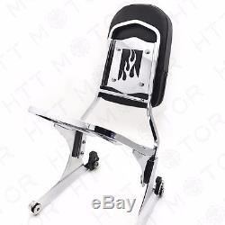 HTTMT Chrome Detachable Sissy Bar Backrest & Luggage Rack for Harley Softail FLH