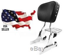Hd Harley Heritage Softail Back Rest Sissy Bar Luggage Rack Chrome Quick Release