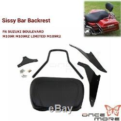 Leather Detachable Backrest Sissybar Sissy Bar FOR Suzuki Boulevard M109R 06-14