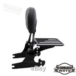 Motorcycle Adjustable Detachable Backrest Sissy Bar with Luggage Rack For Harley